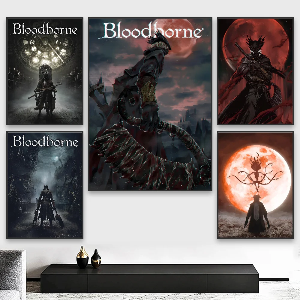 Dark Hunter B-Bloodborne Game Classic Anime Poster HD art sticky wall waterproof home living room bedroom bar aesthetic decorati
