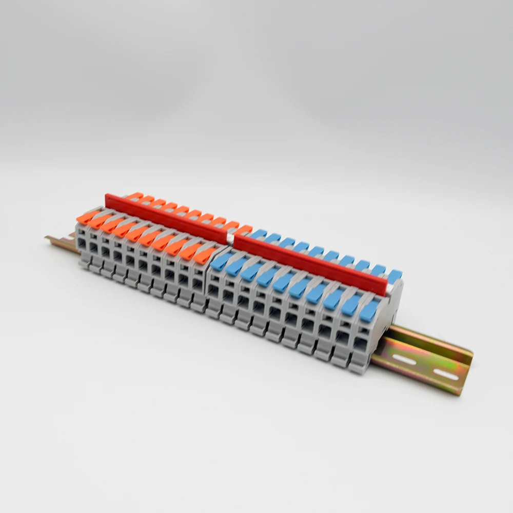 DIN Rail Terminal Blocks kit Universal Compact Wire Wiring Connector Quick Fast Cable Wiring Connection Terminal Press Type LT-6