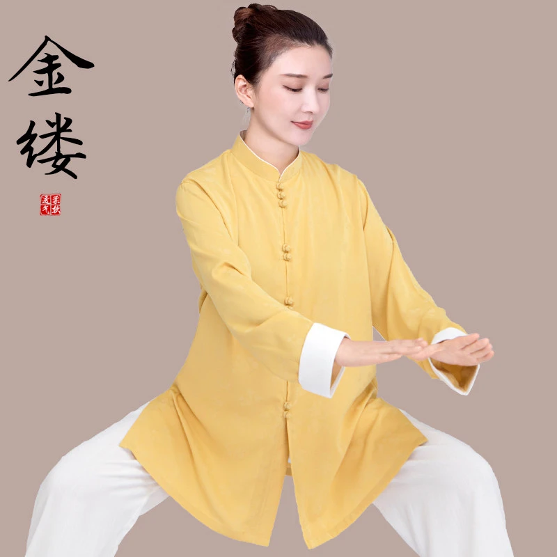 Women's 2025 New Trendy Tai Chi & Baduanjin Long Set - Artificial Silk, Breathable for Spring Summer Performance & Practice