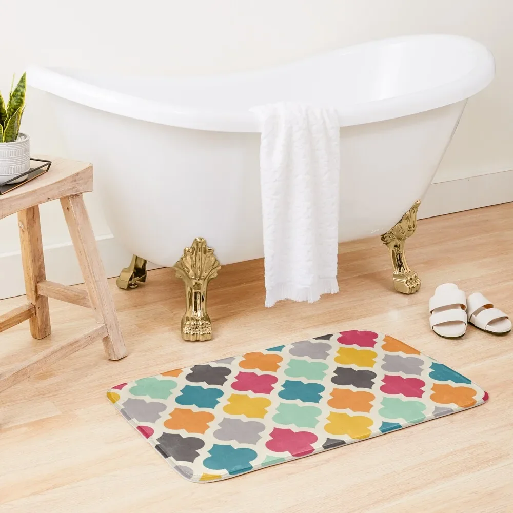 Quatrefoil Lattice Pattern 377 Bath Mat Carpet Bathroom Bathroom Items Toilet Floor Waterproof Bathroom Rugs Mat