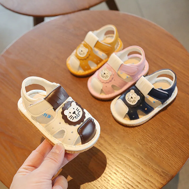 2025 New Children Shoes Lovely Cartoon Little Lion Soft Sole Sandals Summer Home Safety Antiskid Baby Toddler Shoes Zapatos Bebé