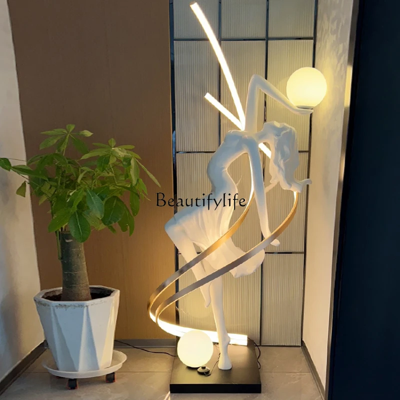 Italian Light Luxury Figure Sculptured Ornaments Home Art Decorative Creative Floor Lamp Big Decorations