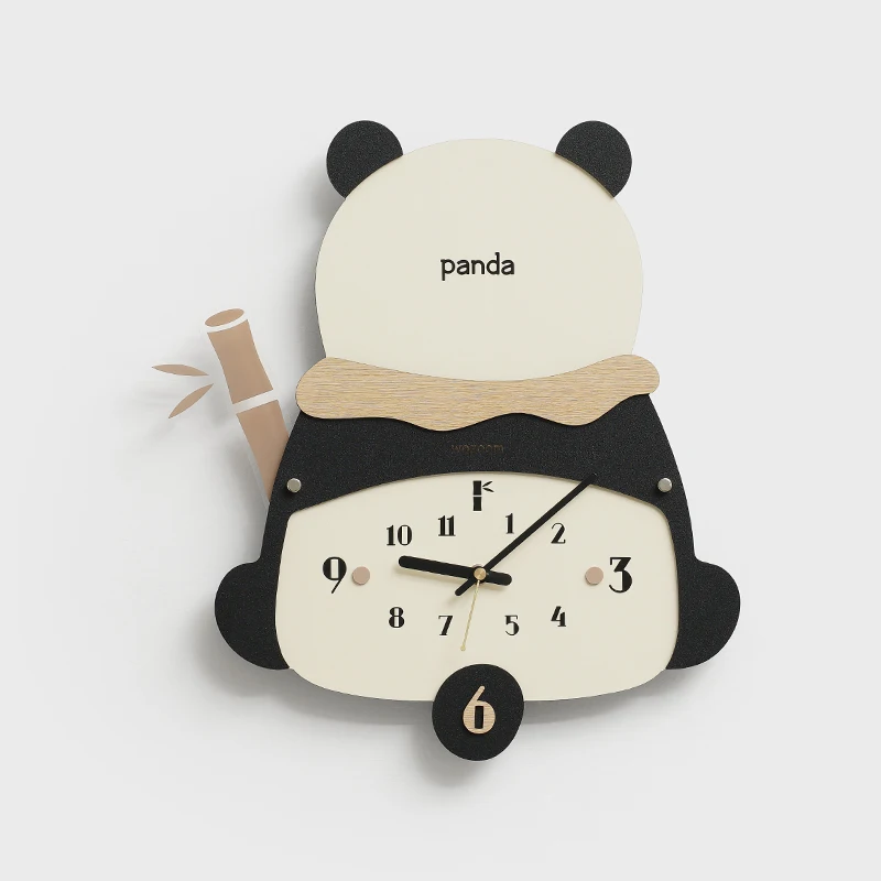 Funny Simple Panda Clock Modern Creative Wall Clock Hanging Decoration Interior Design Minimalist Cute Wandklok Furniture