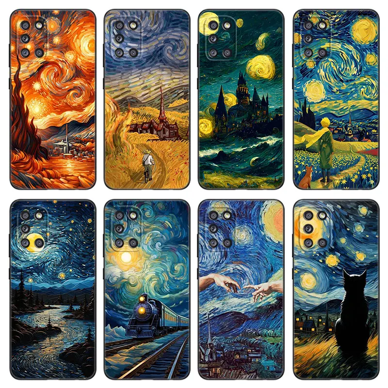 Starry Night Art Van Gogh Black Phone Case For Samsung Galaxy A01 A03 Core A04 A10 E A02 A20 A21 A30 A50 S A6 A8 Plus A7 A9 2018