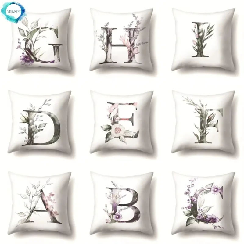 Kids Room Decoration Letter A-Z English Alphabet Cushion Cover Polyester Decorative Throw Pillow Cover Home Decor Pillow Case