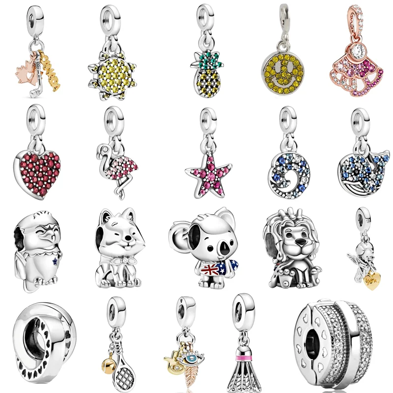 New Fashion Charm Original Akita Inu Flamingo Pineapple Beaded Fit Original Pandora Ladies Bracelet Jewelry Accessories Gift