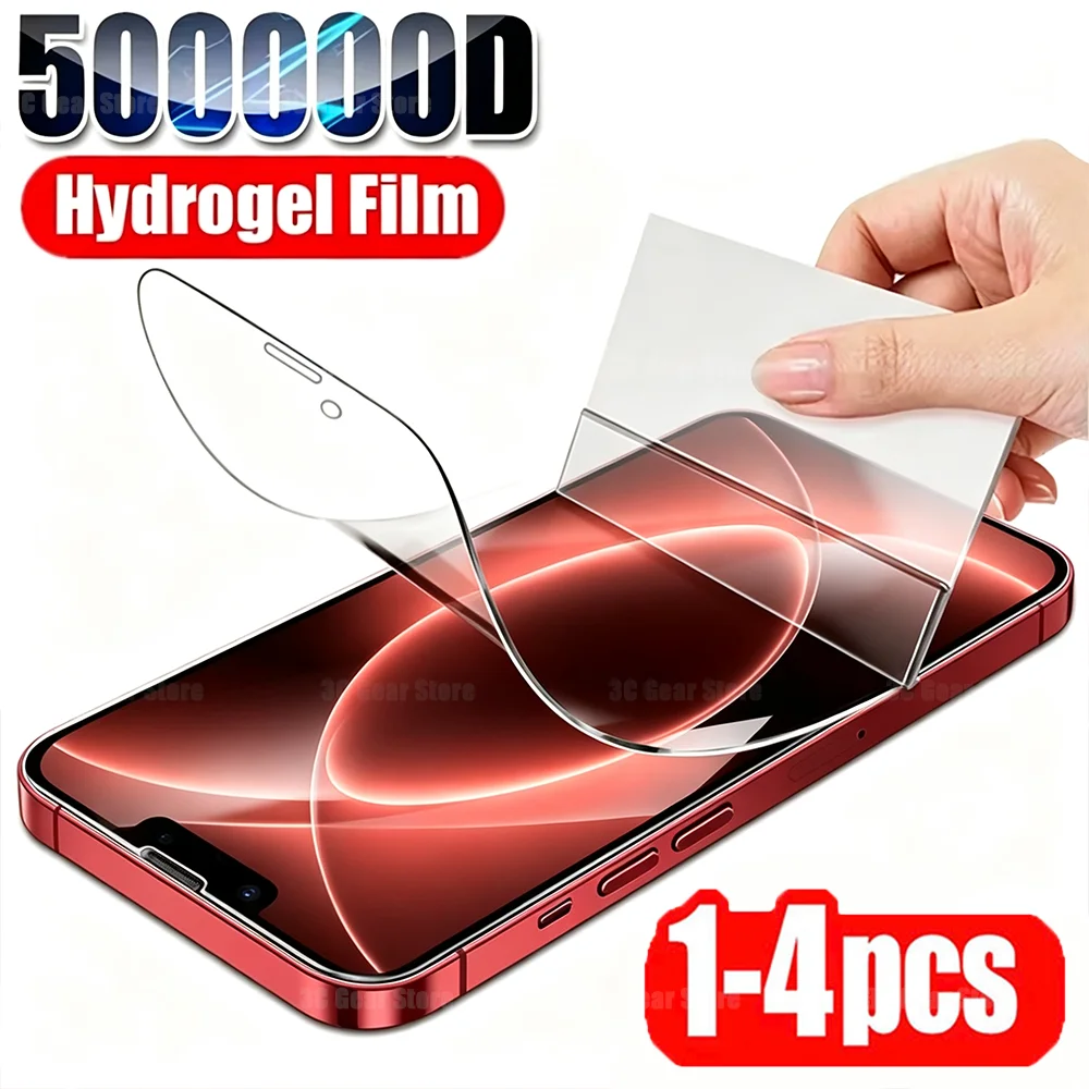 

1-4PCS HD Transparent Hydrogel Film For iPhone 18 17 16 Pro Max Full Cover Screen Protector For iPhone 13 15 14 11 12 8 X XS Max