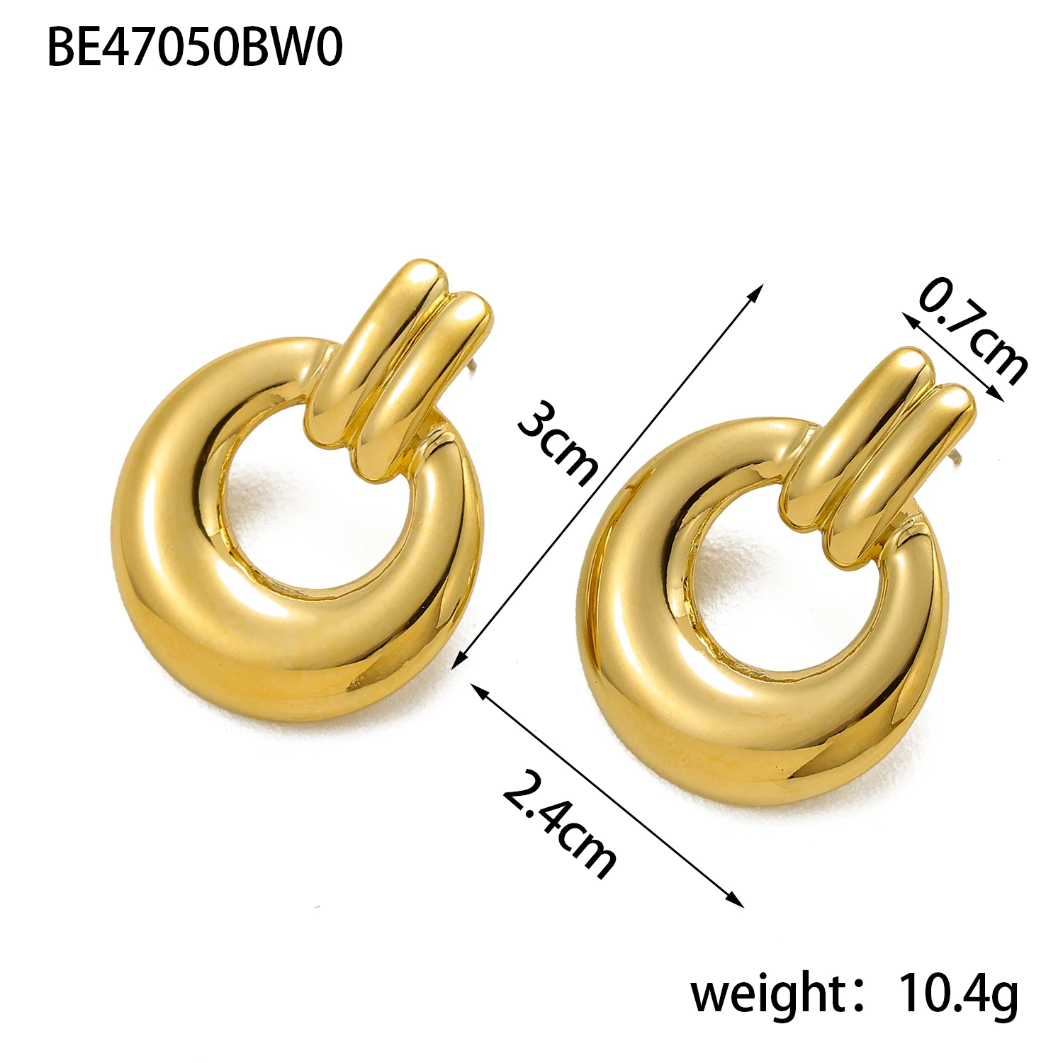 CARLIDANA New Arrival Minimalist Stainless Steel Gold Plated Stripes Hoop Earring Women Tarnish Free Chunky C Stud Earrings