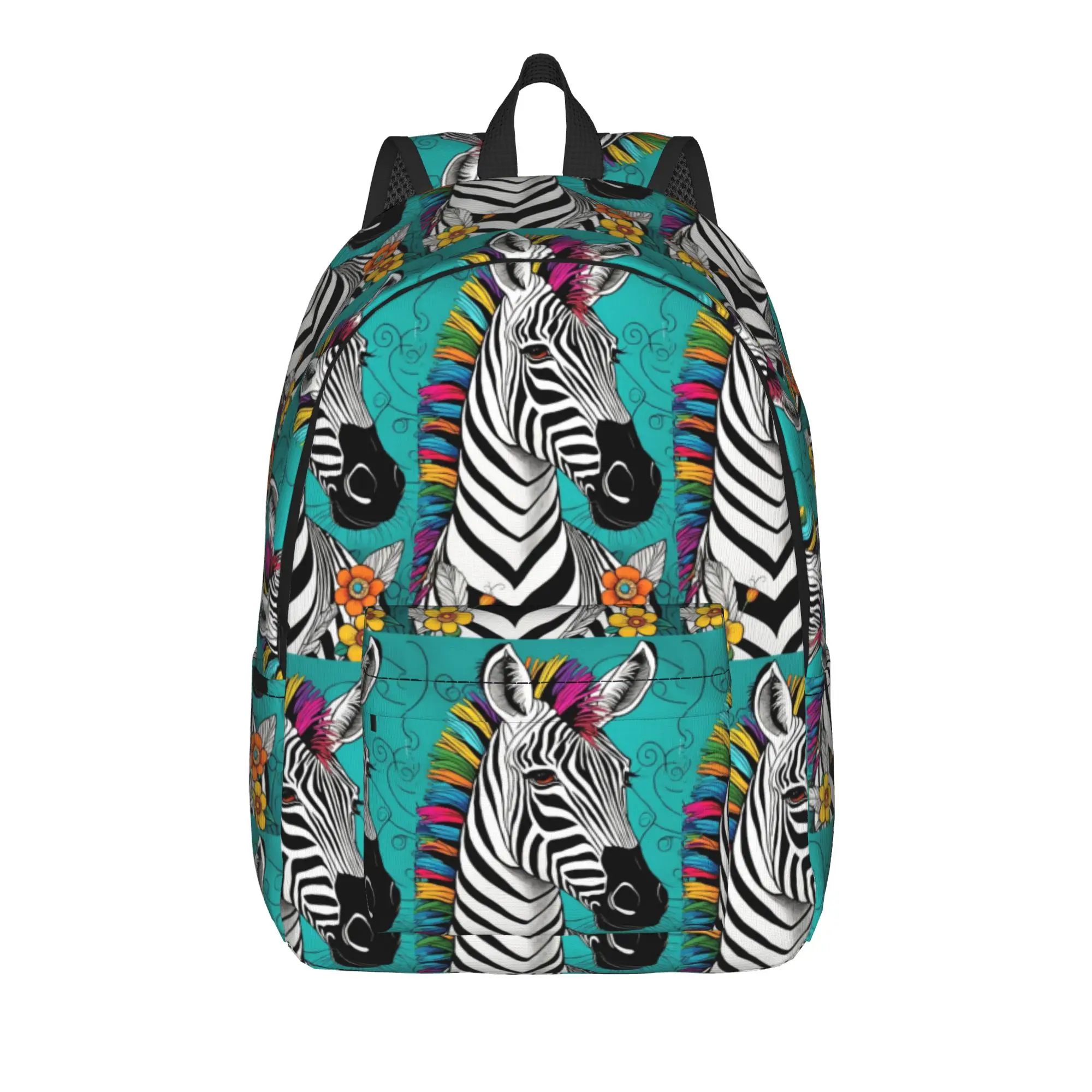 Zebra Pop Art Design Backpack  Streetwear Backpacks Youth Camping Print High School Bags Colorful Rucksack