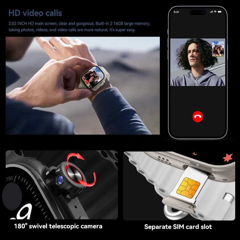 Smartwatch 4G GPS خرائط الملاحة بطاقة SIM الرجال متصلة ساعة ذكية ساعة Howear HW S11 دعوة فيديو APP بلوتوث اختيار المكالمات