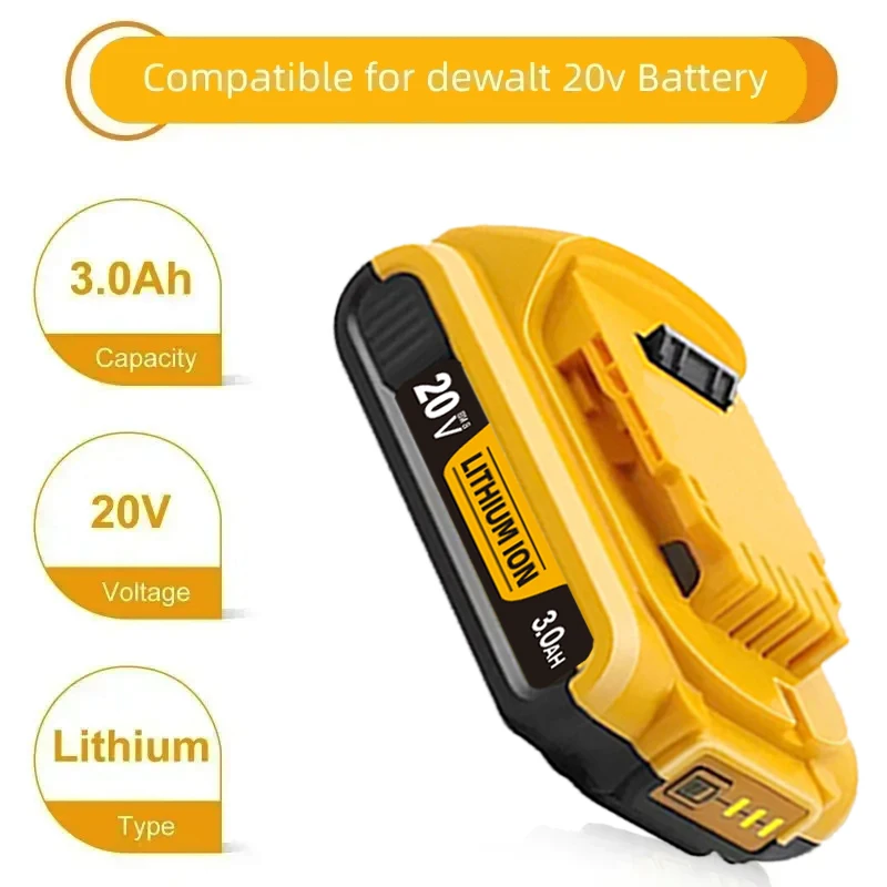 3,0 Ah pro originální 20V dobíjecí baterii Dewalt DCB200 DCB201 DCB206 Pro Dewalt 18V 20V baterii do nářadí - náhled 3