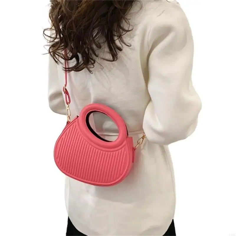 

63HC Women Half Moon Bag Girls Fashion Shoulder Bag Large Capacity PU Leather Messengers Bag Female Solid Color Crossbody Bag