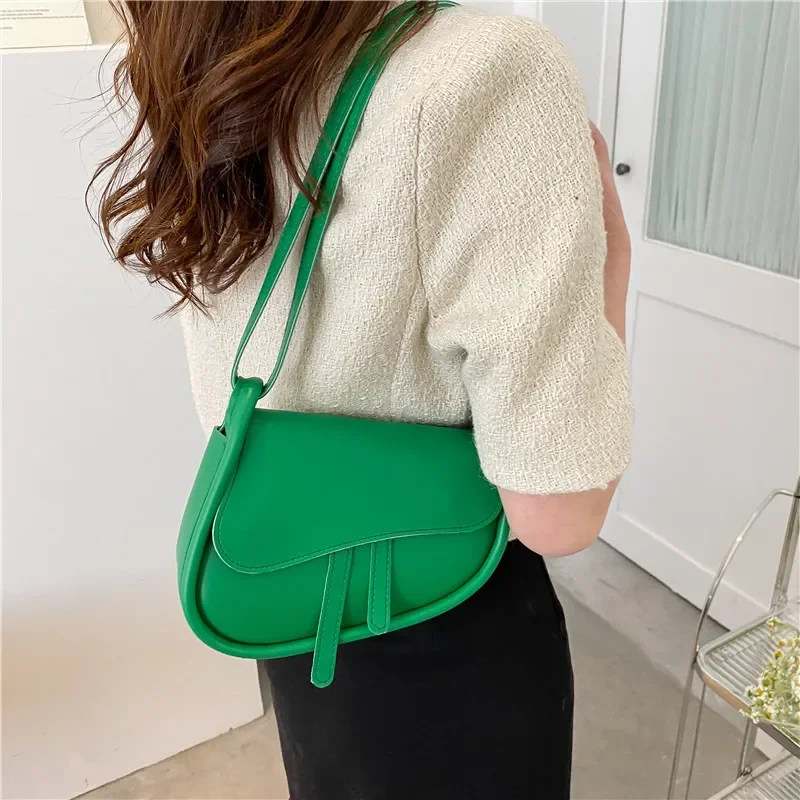 Casual Fashion Saddle Bag New Small Shoulder Bags for Women 2022 High Quality PU Leather Crossbody Female Luxury Messenger Bag