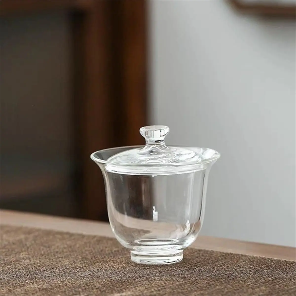Just- 80ML Transparent High Borosilicate Glass Tea Cover Bowl Tea Cup and Lid Heat Small Teacup Tea Set Acces
