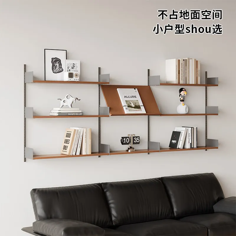 Sofa wall track storage shelf small apartment display bookshelf