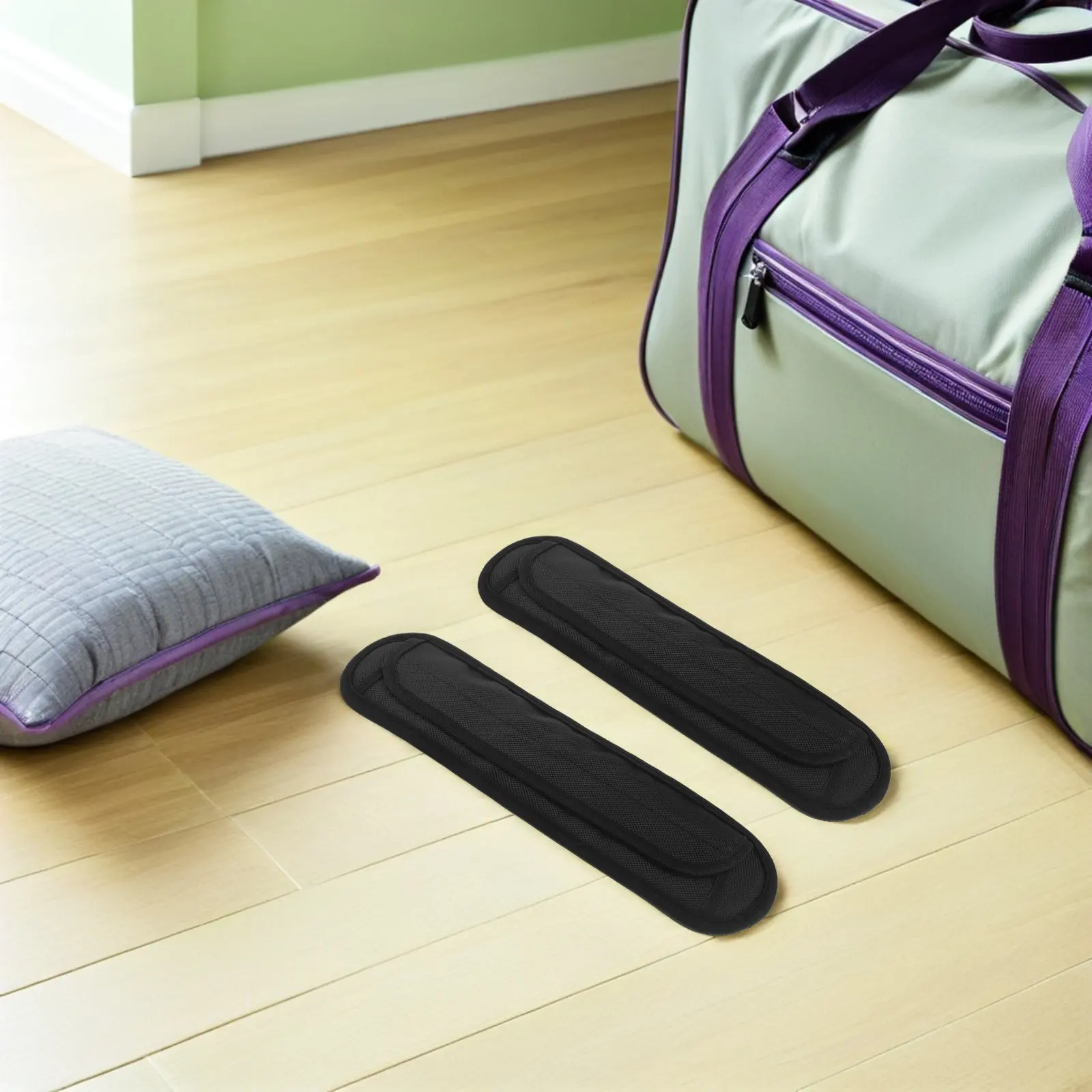 2Pcs Black Shoulder Pads for Bags Backpack Laptop Duffel Soft Cushion Ergonomic Non-Slip Strap Pads for Messenger Camera Travel