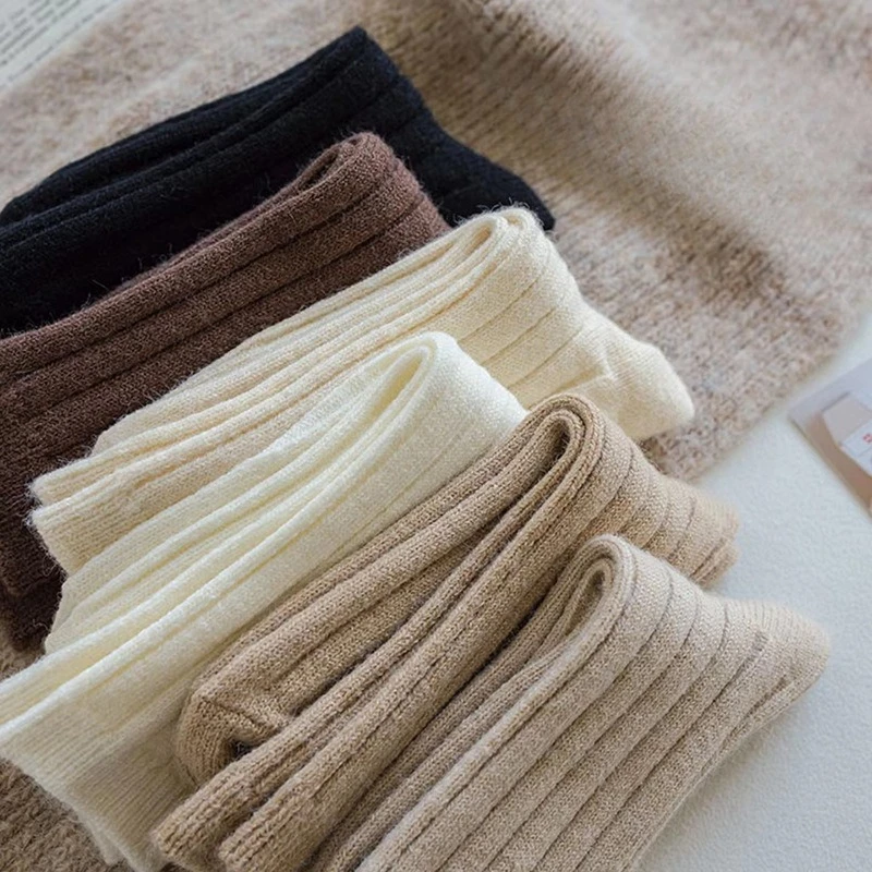 1-5Pairs المرأة الكشمير جوارب من الصوف. سميكة الدافئة مضلع متماسكة ترهل الجوارب لخريف وشتاء هدية الكريسماس المثالية #6