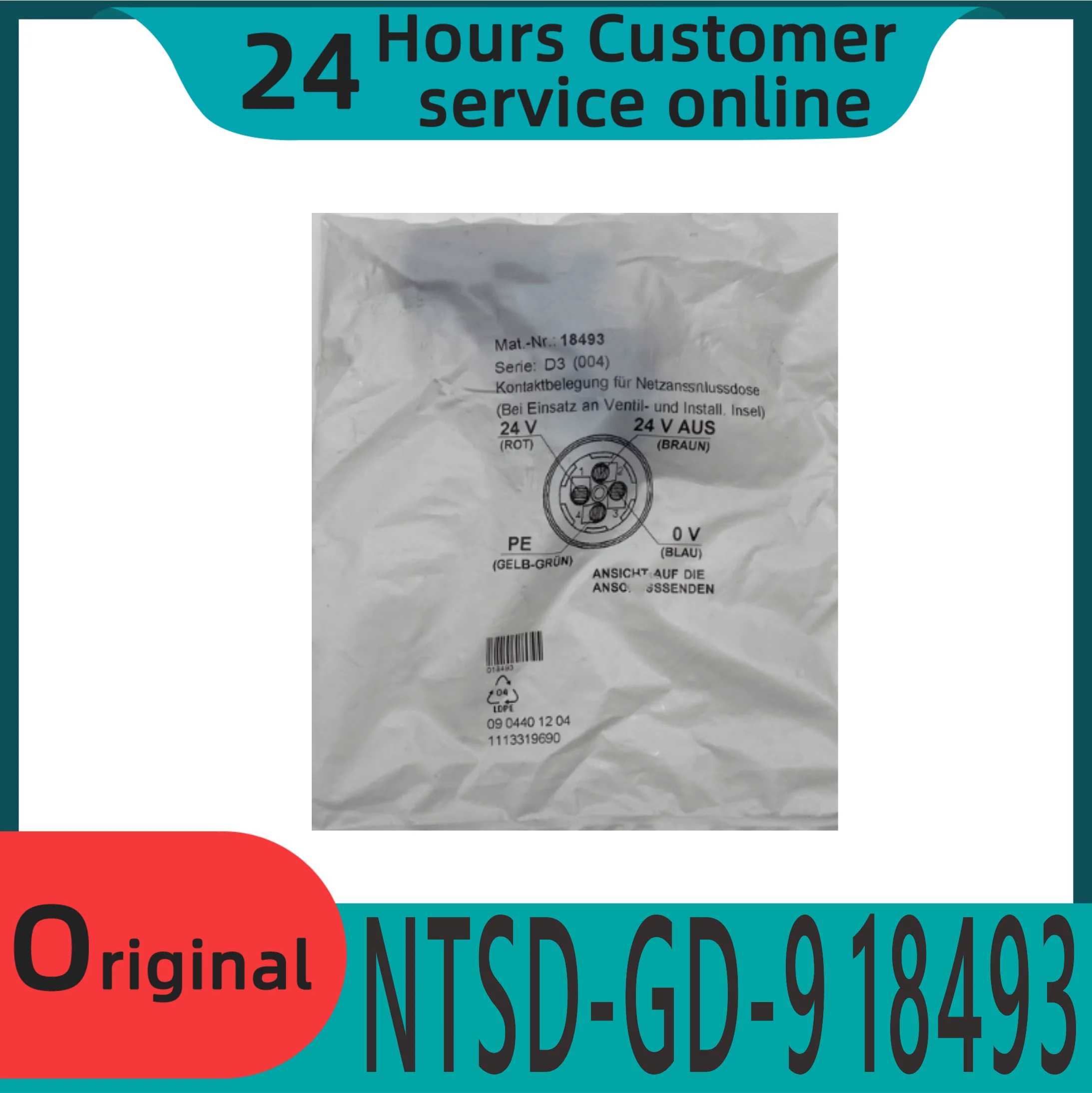 

New original NTSD-GD-9 18493 power plug socket for valve island, suitable for various cables