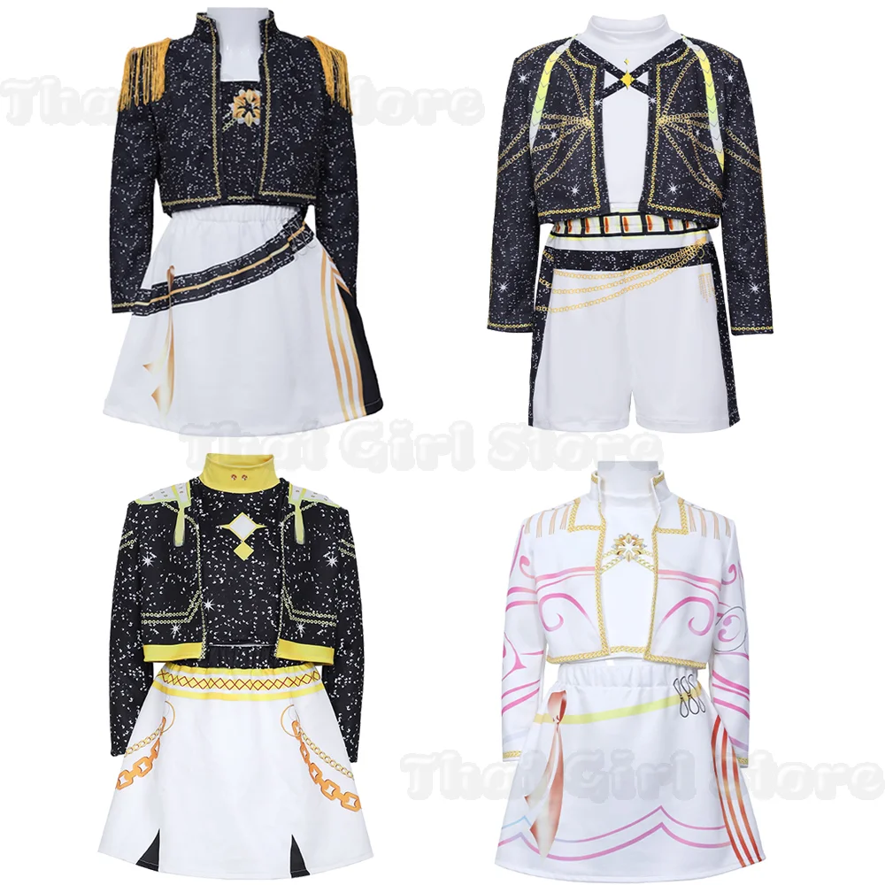 Pop-Cosplay-Sänger-Kostüm, Halloween-Kostüm, GOLD CLASSIC für Mädchen, Bühnen-Cosplay-Kleidung, bedruckte Kostüme für Kinder