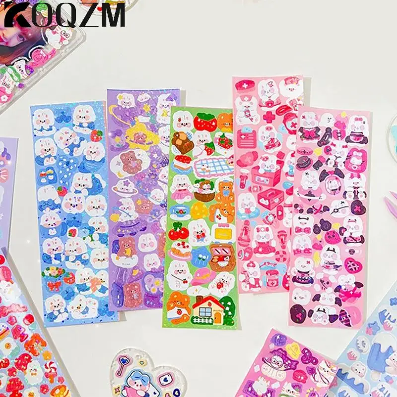 10pcs Shiny Cute Animals Cat Bear Decorative Sticker for Scrapbooking DIY Phone Case Materials Landscape