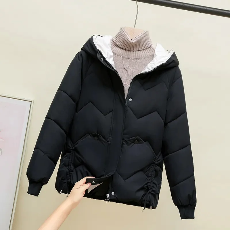 2024 New Style Korean Women\'s Cotton Coat Petite Thickened Padded Jacket Winter Warm Comfort Women\'s Outerwear Puffer Parkas