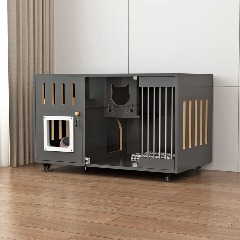 Cat villa large free space integrated cat house   cage household commercial indoor multi-layer warm wooden  house