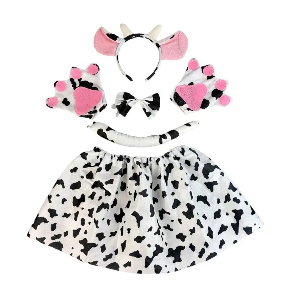 Fashion Cowgirl Skirt Headband Giraffe Bow Children Short Dress Performance Costumes Hairband Halloween Kids Dress Toddler