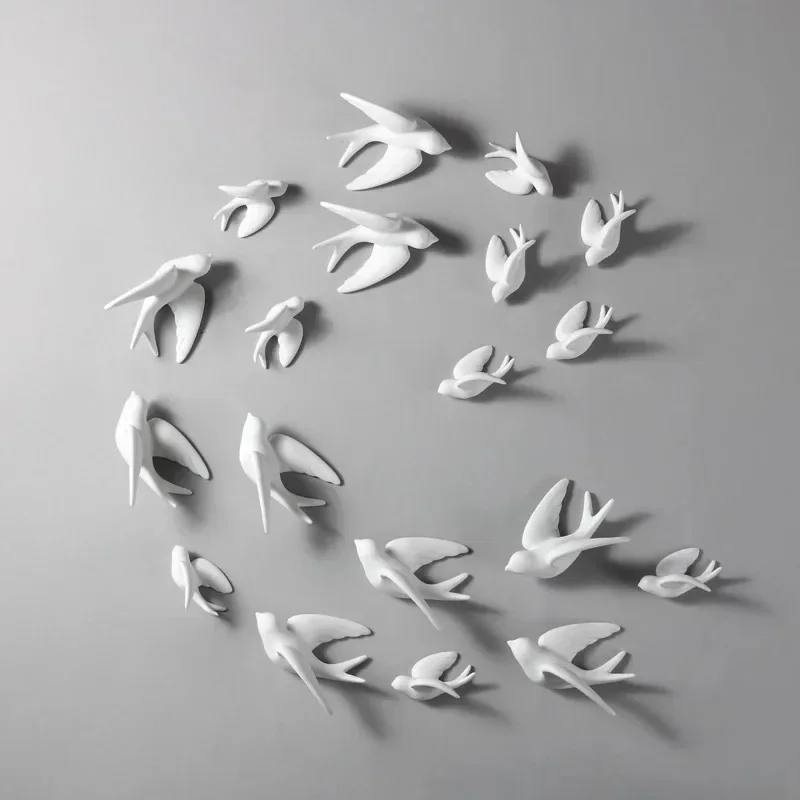 Ceramic Swallows Sparrow 3D Simple Birds Murals Wall Hanging Decorations Crafts Home Ornaments Home Sculptures RE Creativity Art