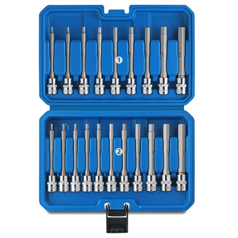 Chave allen cabeça sextavada 3/8 polegadas, broca aço 110mm, alça longa, chave sextavada