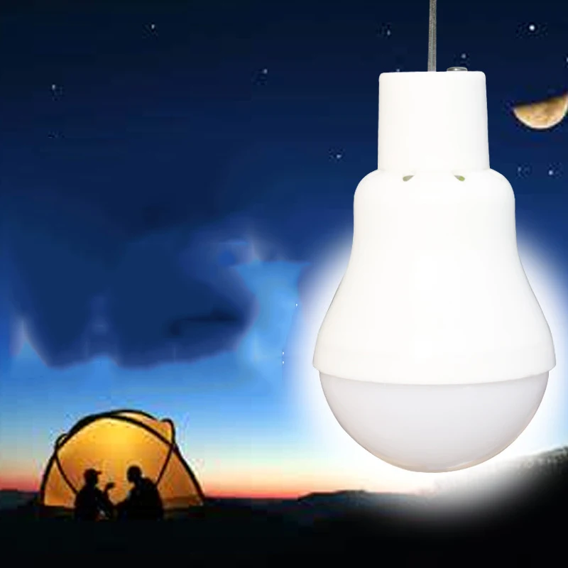 LED Solar Bulb with Hook Light Outdoor Waterproof Camping Solar Lamp Energy Saving Bulb Garden Courtyard Path Light