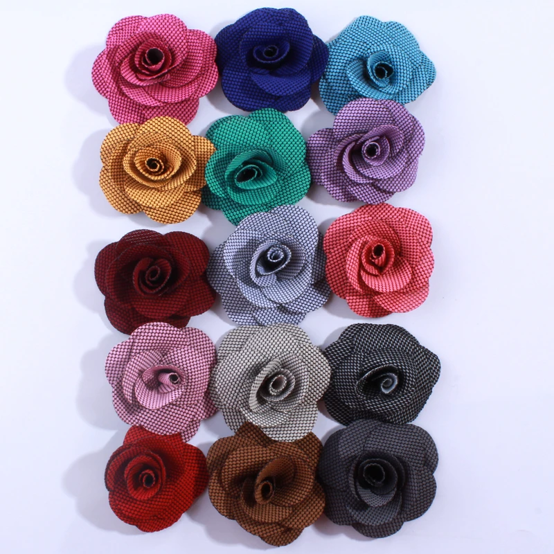 

120PCS 5.5CM Fashion Rosette Rose Burlap Flowers For Dress Decoration Mini Hair Flower For Head Wear Hair Accessories