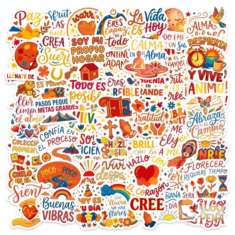 

10/30/50PCS Funny Inspirational Spanish Sticky PVC Sticker DIY Laptop Luggage Skateboard Decoration Scrapbooking for Kids