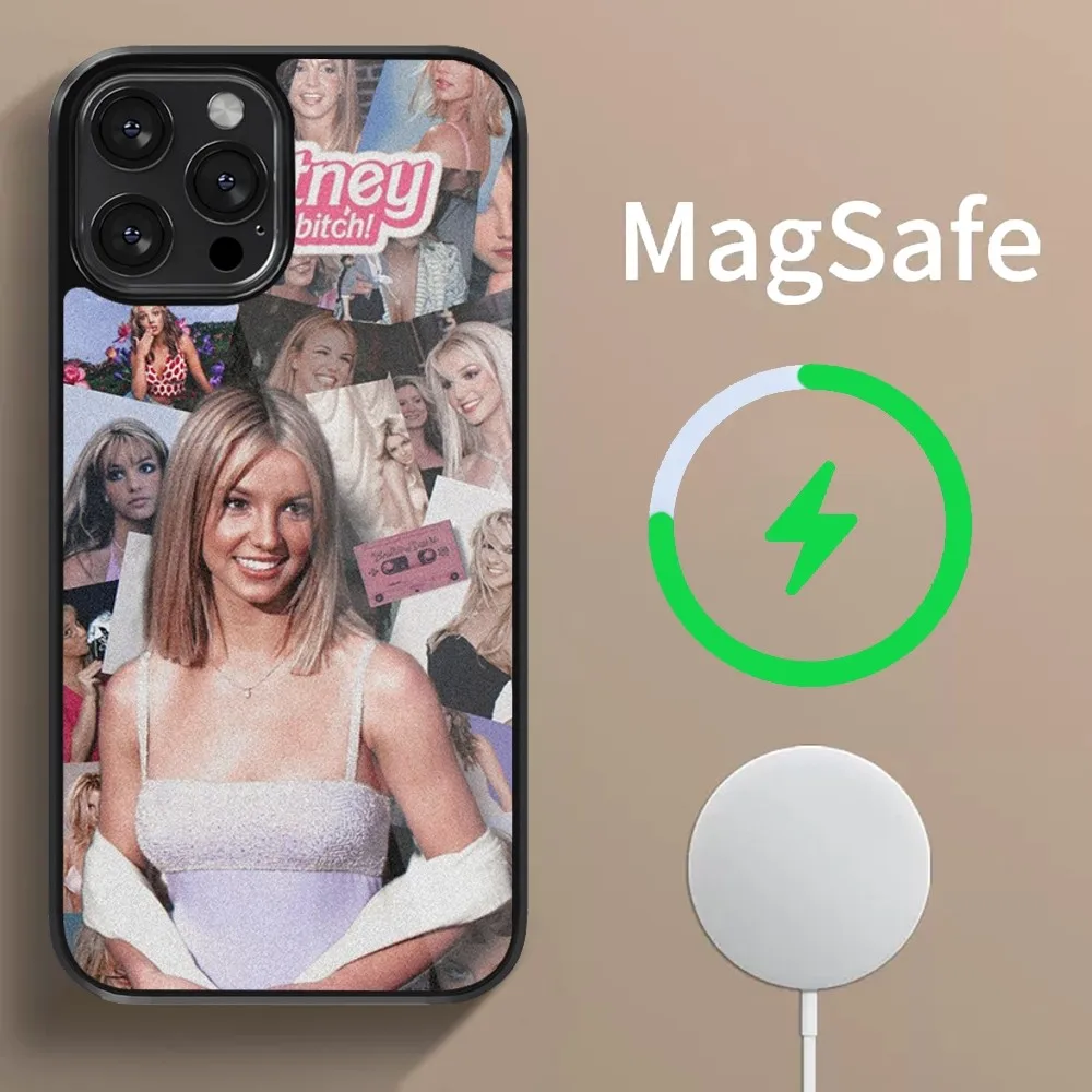 Singer Britney Spears Phone Case For iPhone 15 14 13 12 11 Pro Max Plus Mini Magsafe Magnetic Black Cover