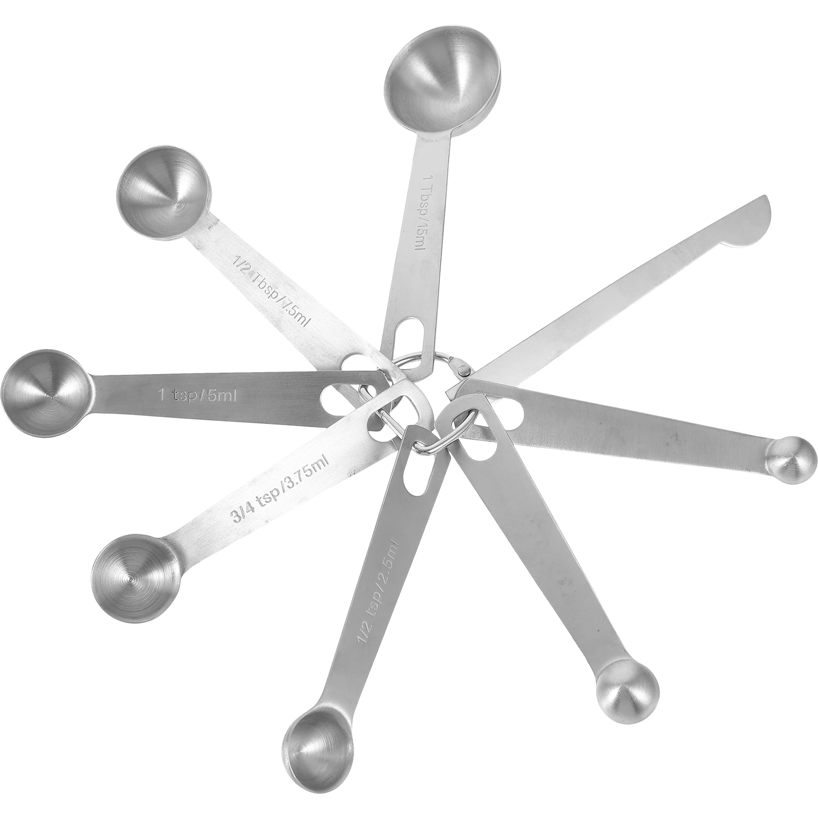 

8pcs Stainless Steel Measuring Spoons Set Portable Kitchen Measuring Spoon For Coffee Sugar Milk Powder Tea Reusable