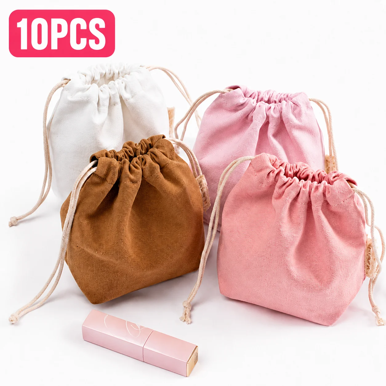 Custom Drawstring Bags 10PCS Cotton Linen Jewelry Gift Pouch Cosmetic Makeup Packaging Bag Wedding Party Favor Storage Sack
