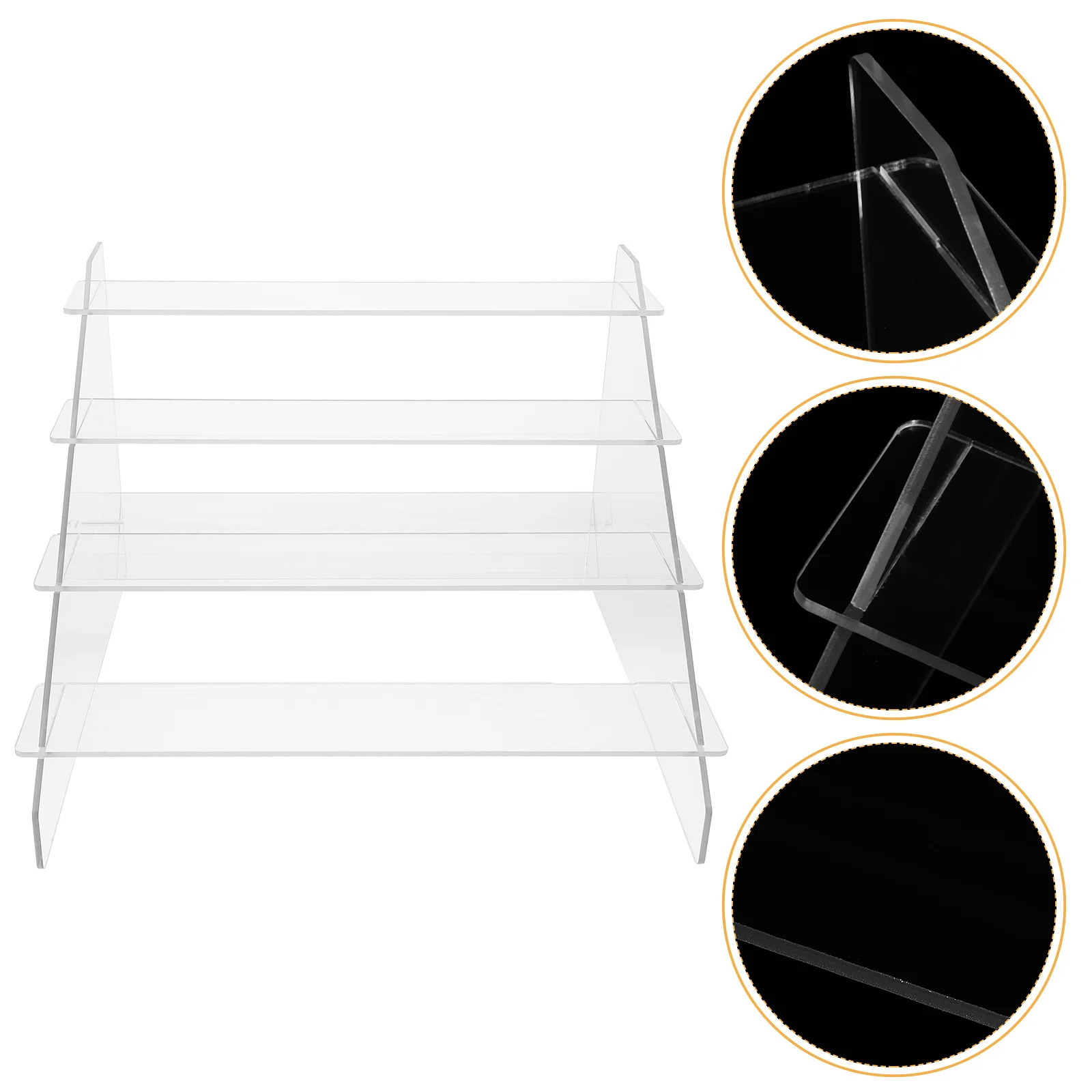 

4-Tier Acrylic Display Stand Sturdy Reusable Smooth Polished Organizer Living Room Study Room Decor Acrylic Riser Shelf Cupcake