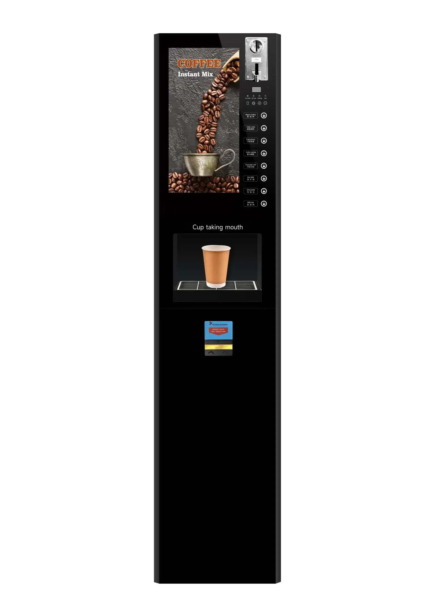 V-40SCT Coin Operated Instant Mix Coffee Vending Machine with LED Advertising Light Box, Intelligent Touch Button