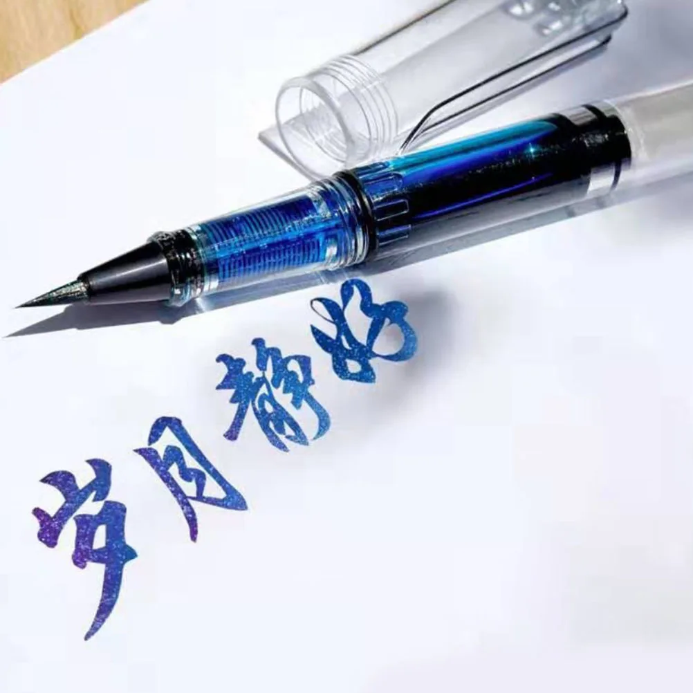 

2Pcs Calligraphy Soft Brush Pens Watercolor Brush Pen Refillable Transparent Body Large Ink Storage Smooth Writing Drawing Pen