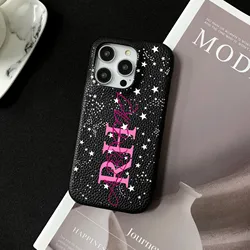 Personalised Customized Name Leather Case For iPhone 16 14 13 12 11 Pro Max Initials Letters kafr saya Cover 13 14 15 Pro Max