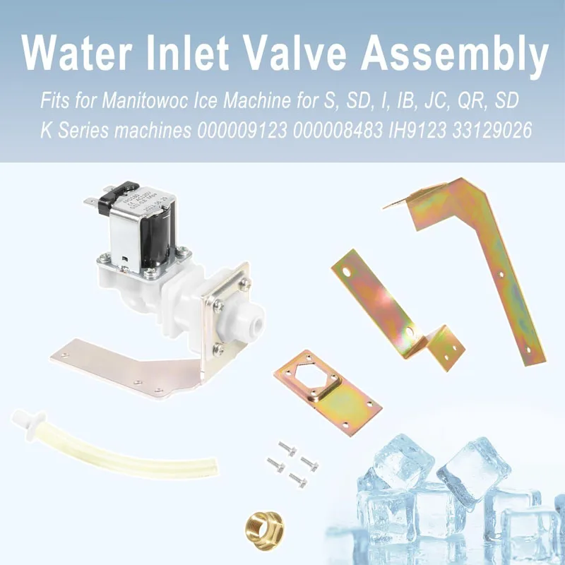 Water Inlet Valve Assembly Fits for Manitowoc Ice Machine for S, SD, I, IB, JC, QR, SD and K Series machines 000009123 000008483