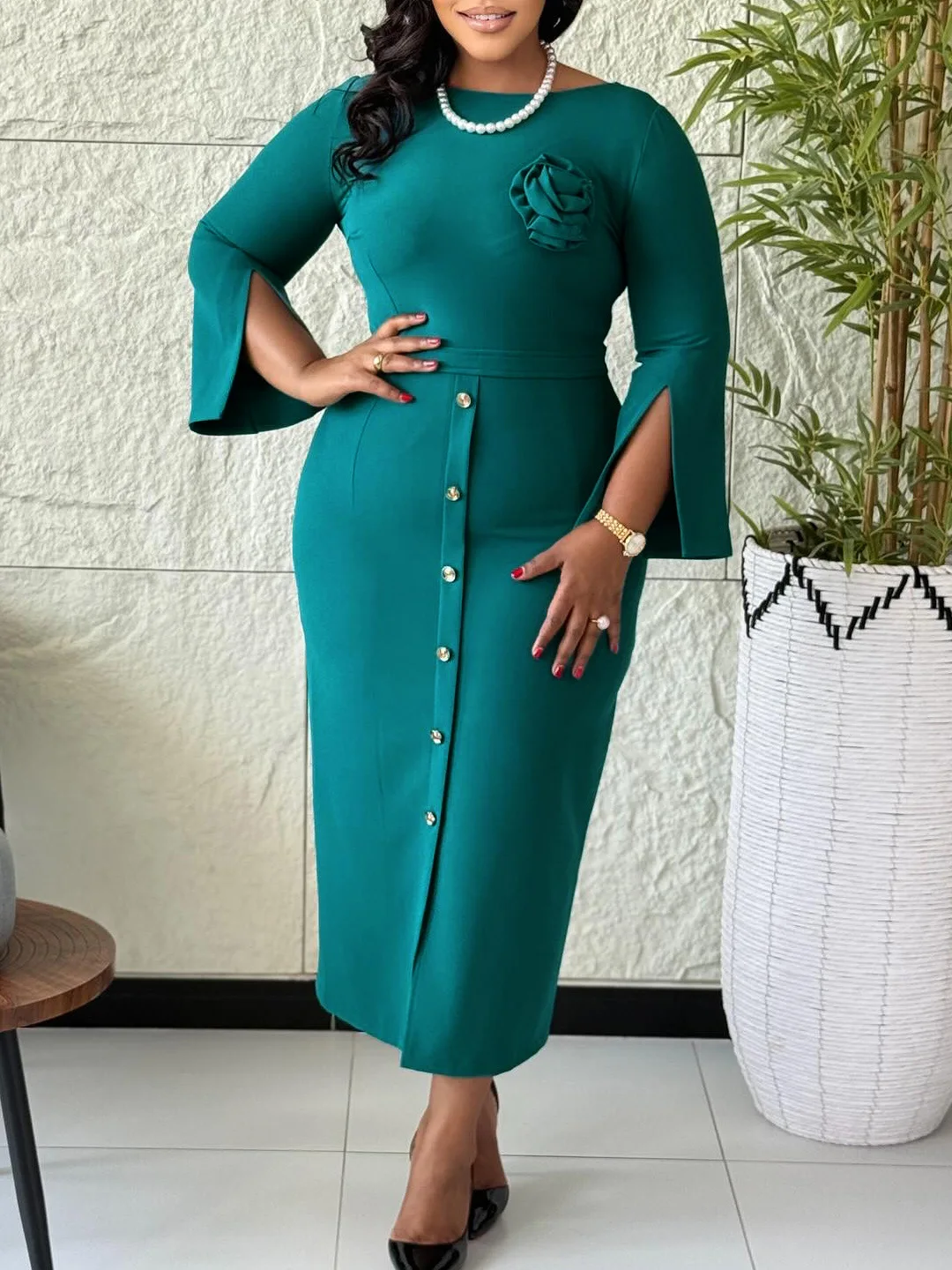 

Полнофункциональное платье с круглым вырезом на талии, облегающее фигуру платье, деловое повседневное офисное женское платье, платья миди с африканским принтом