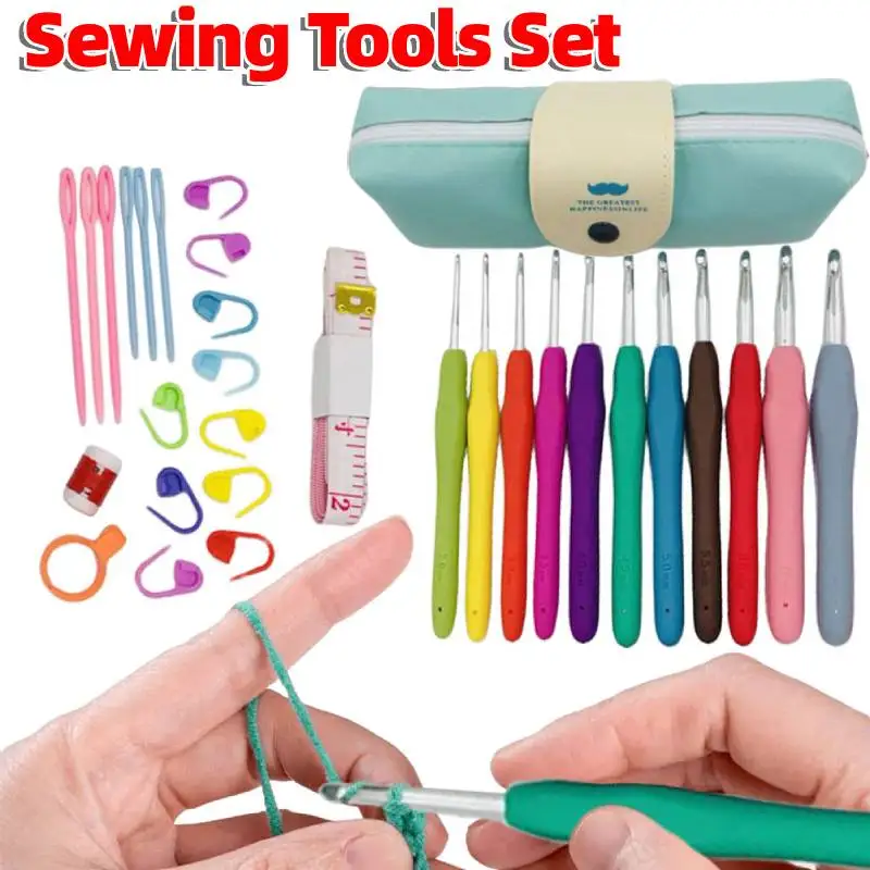 

Набор крючков для вязания, тупые спицы, эргономичные ручки, красочный набор крючков для вязания, 11 размеров, инструменты для шитья, подарки для мамы и бабушки