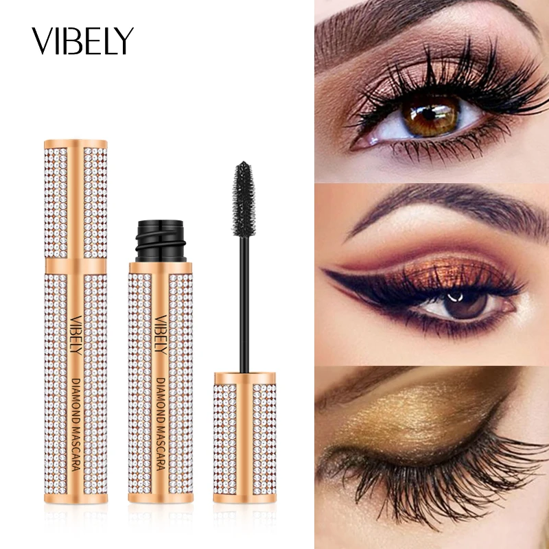 Diamond 4D Mascara Silk Fiber Waterproof Long Eyelash Extension Lengthening Thick Black Mascara Eye Makeup Products Cosmetics