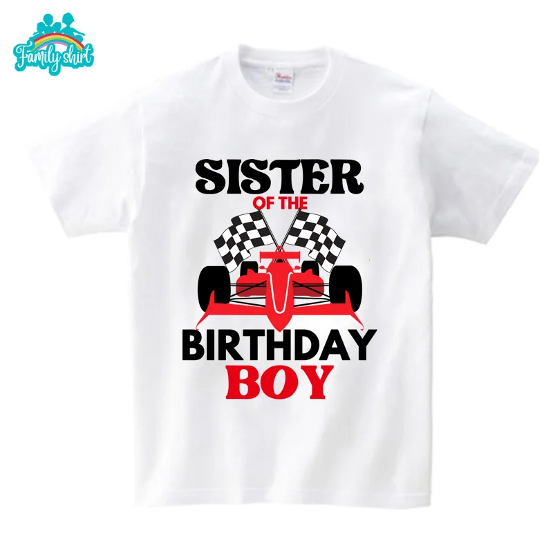 Matching Family Outfits for Birthday F1 Racing Cartoon Theme Kids T-shirt Birthday Boy Funny Party Present Clothes Father Mother