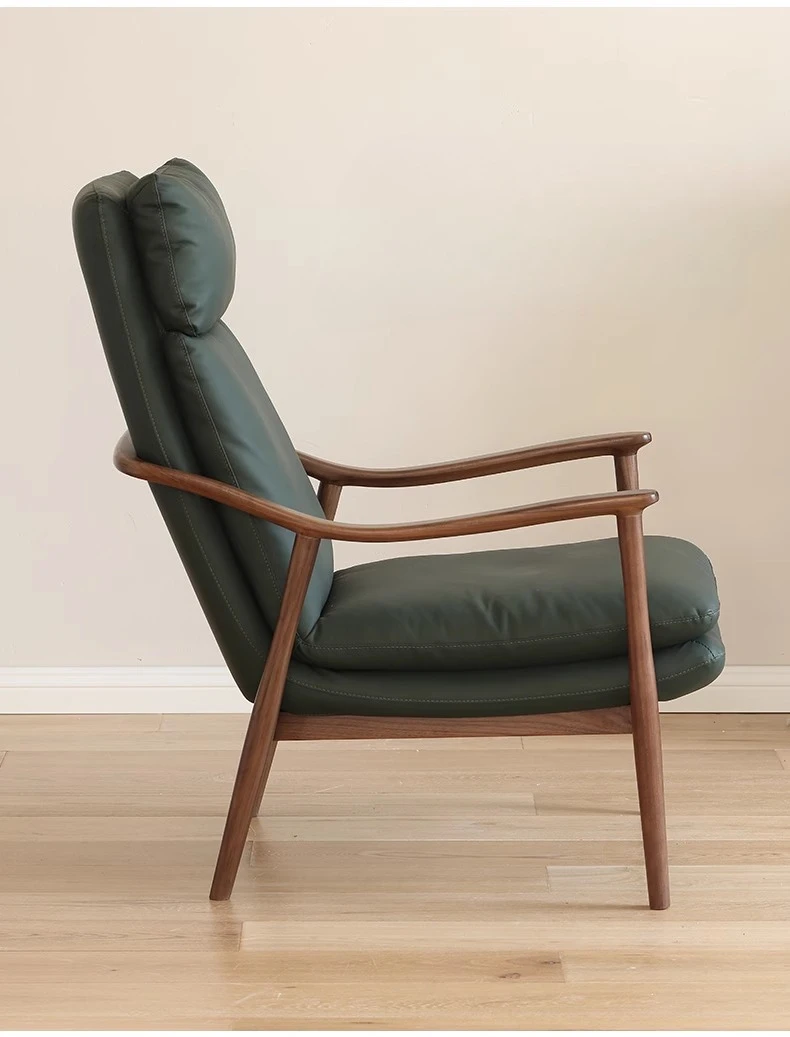 

Customizable Single Sofa Chair Solid Wood Leather Single Chair Modern Simple Casual Chair