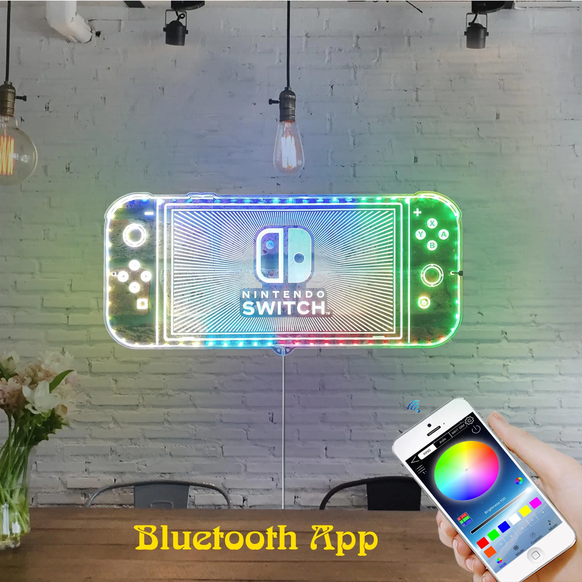 Switch Neon RGB Edge Lit LED Sign, Game Room Decor, Gaming Night Light