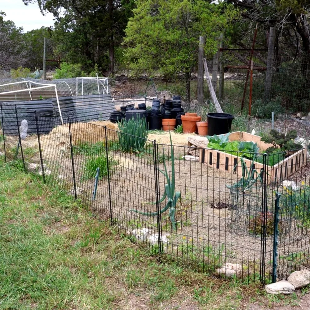 12 لوحة سياج حديقة مزخرف للفناء، 32 بوصة (ارتفاع) × 28 قدم (طول) مع قفل البوابة سياج خارجي حاجز حيوانات سياج Rustp #4