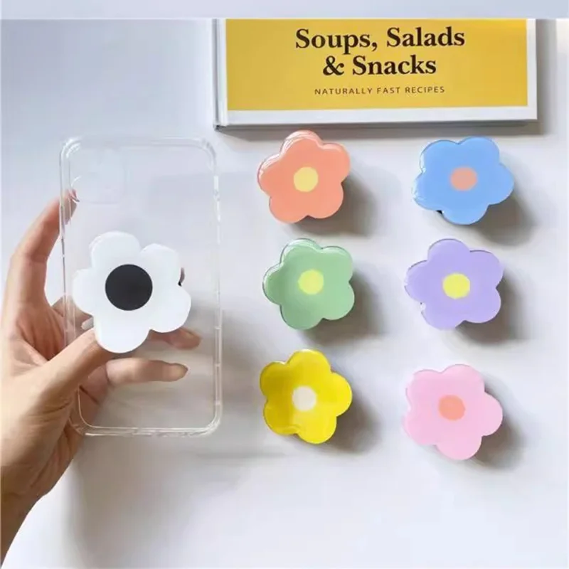 Цветная акриловая подушка безопасности с цветком, складная расширяемая ручка для мобильного телефона, розетка, кронштейн, ручка Tok Lazy, настольная подставка, кольцо на палец