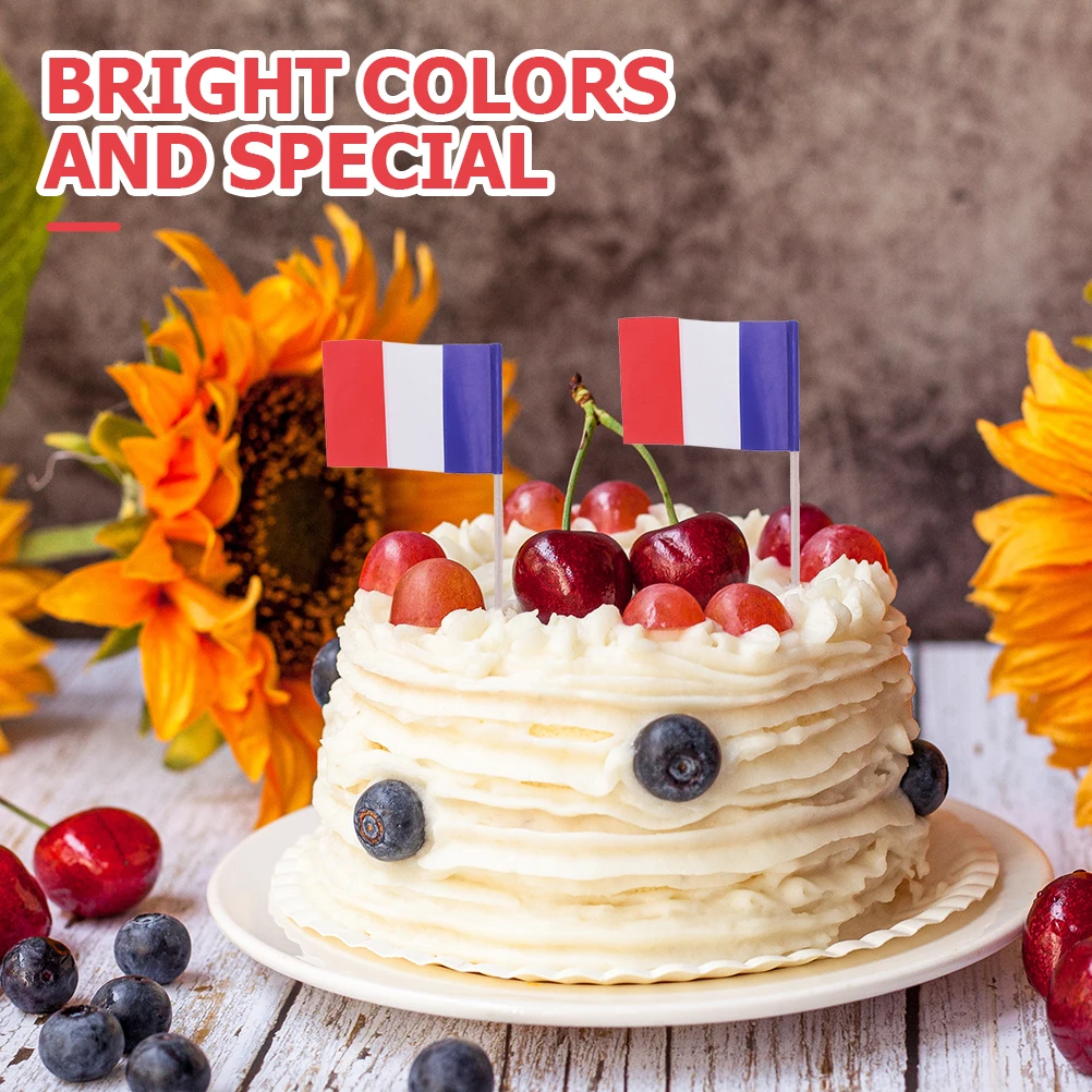 200 Stücke Frankreich Flagge Cupcake Pick Mini Stick Zahnstocher Flaggen Cocktail Pick Festival Party Cupcake Lebensmittel Obst Dekoration Flagge Picks