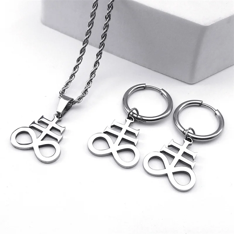 Women's Stainless Steel Satan Cross Jewelry Set
